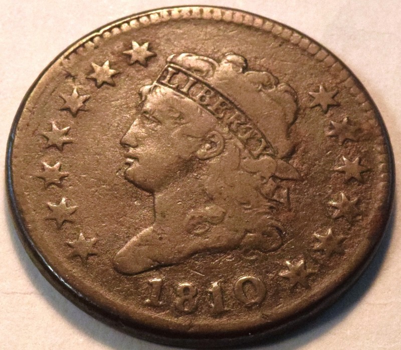 1810/09 Classic Head Large Cent Middle Grade, Better Overdate Penny 1C Type Coin