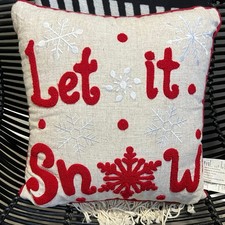 Let It Snow" 16 Christmas throw pillow Embroidered