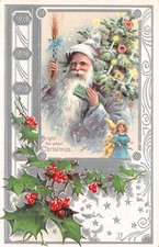 Christmas Greetings Santa Claus wearing Purple Robe Punch and Judy PC AA112781