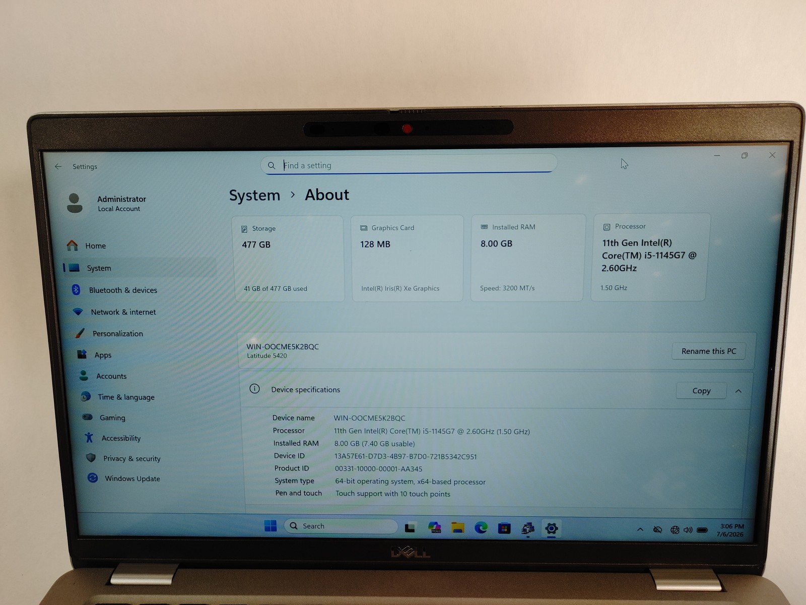 Dell Latitude 5420, 14-Inch Laptop, with Core i5 11th Gen., Windows 11 Pro