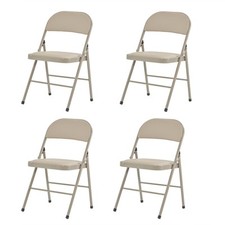 Set of 4 Folding Chair Padded Seat Metal Frame Portable Home Office Chairs