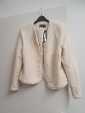 vintage Cream cropped blazer with frayed hem