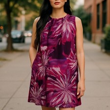 MADISON Sleeveless Fuchsia Dress, Floral, Size 12