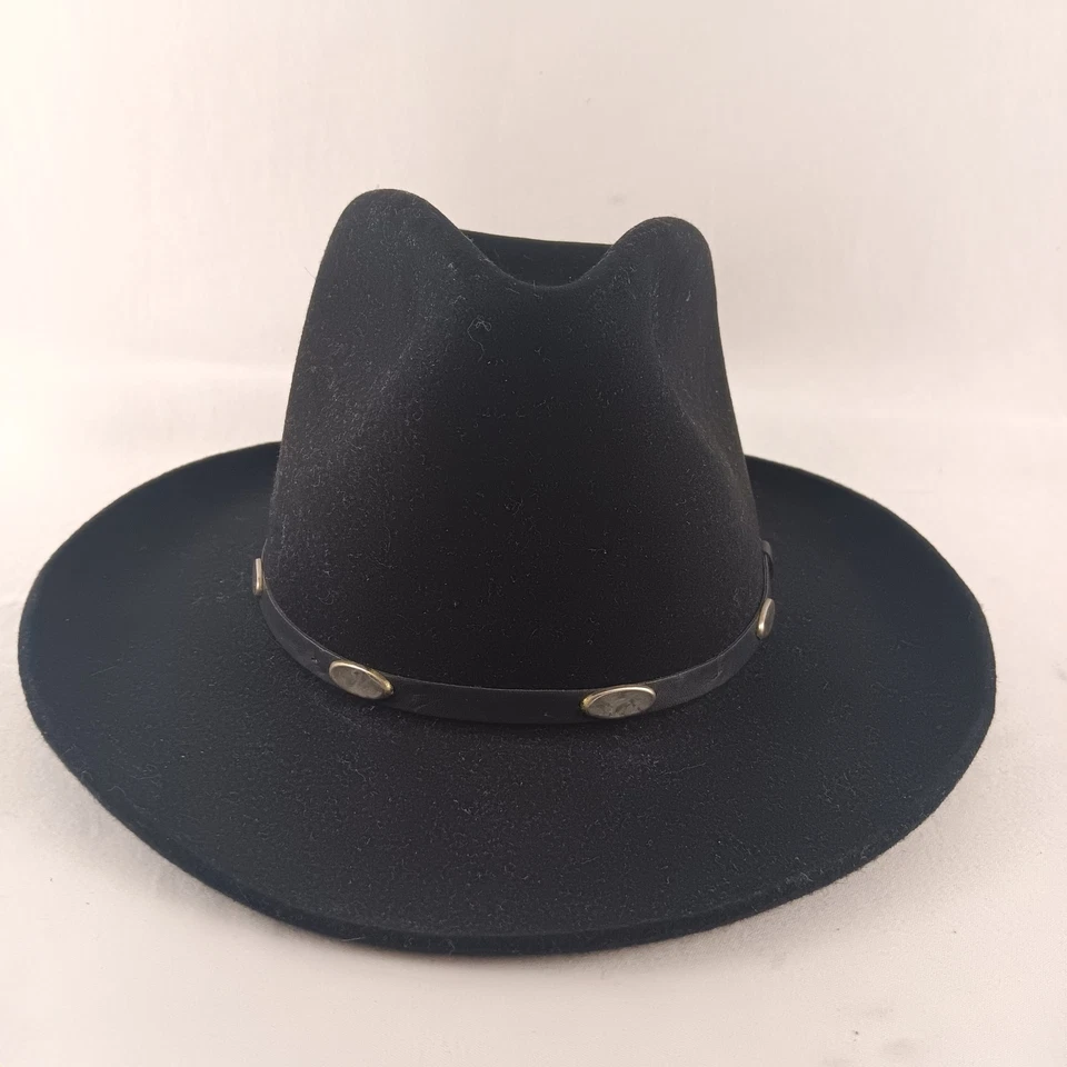ВИНТАЖНЫЙ Stetson черный 4 x бобра меха войлок ковбой шляпа мужская 6 7/8 55 см - Изображение 3 из 4