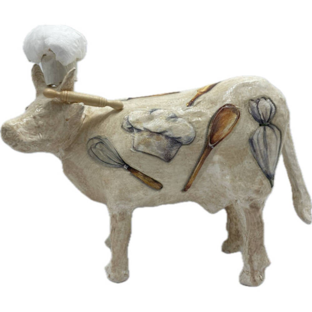 Vache décorative la COWrdon bleu, statuette design moderne en résine colorée