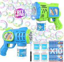 2 Pack Bubble Guns for Kids, LED Light Up Bubbles Machine Blower