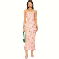Resa Revolve Anna Strapless Dress Jasmine Floral Maxi Boho Pink Dress