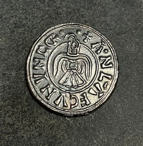 Viking Raven Penny .999 fine Hand Poured Silver Antique Finish.