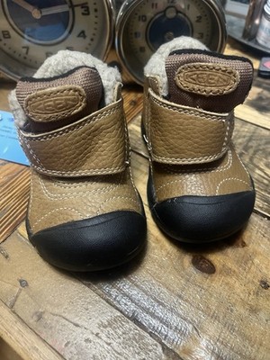 Keen Baby Boys Kootenay Ankle Winter Lined Snow Boots Tan Leather Sz 4