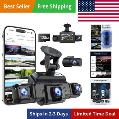 360 View 4 Channel Dash Cam Front and Rear Left Right Inside Camera for Cars,...