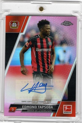 2021-22 Topps Chrome Bundesliga Pink Refractor Auto Edmond Tapsoba 66/75 Bayer