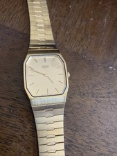 Seiko Tank Goldtone Men's Quartz Watch 28mm 7430-5079 Vintage