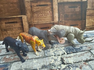 Jumanji Tier Action Figuren Konvolut mit Sounds - Panther Tiger Nilpferd Nashorn