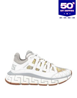 RRP€772 VERSACE Trigreca Leather Sneakers US7 EU37 UK4 Barocco Made in Italy