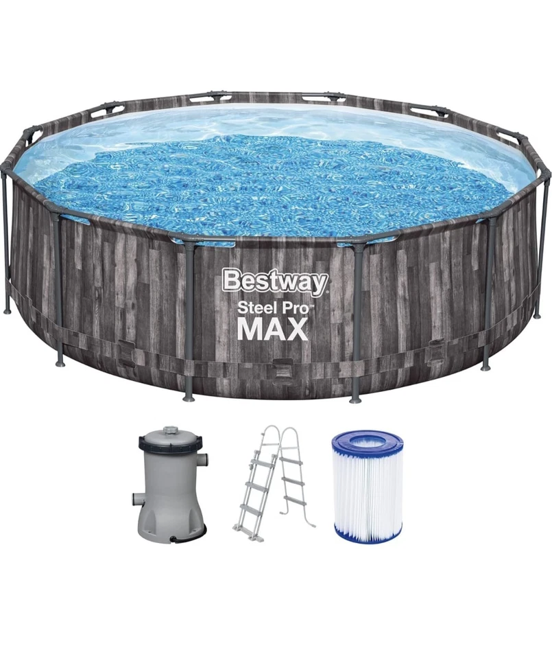 Bestway Steel Pro MAX 366x100cm Pool 56709 Filterpumpe und Zubehör Rattan Optik - Bild 2 von 4