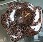 Vintage Murano Art Glass Organic Bowl Black Gold Aventurine 10"