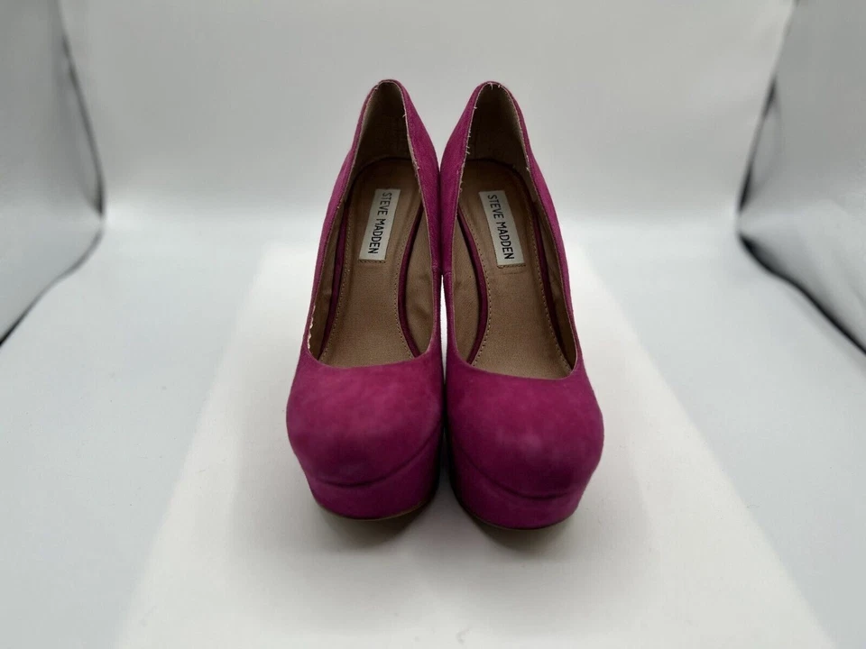Steve Madden Pammyy Tacones Altos de Cuña Para Mujer Talla 6.5M Rosa Imitación Cuero Sin Cordones Foto 2 de 4