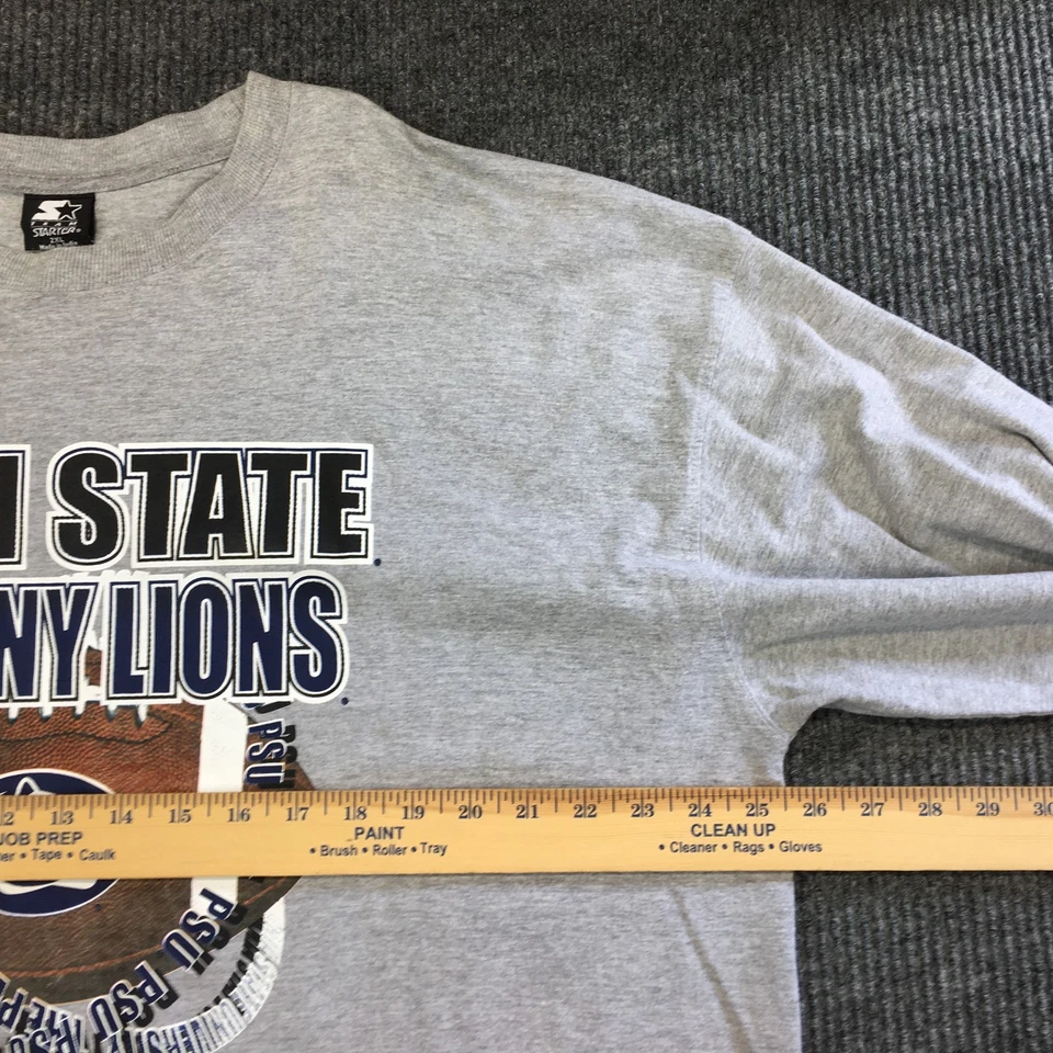 Camisa Starter Penn State Hombres 2XL Gris Manga Larga Pullover Centro Deletrear Logo Foto 4 de 4