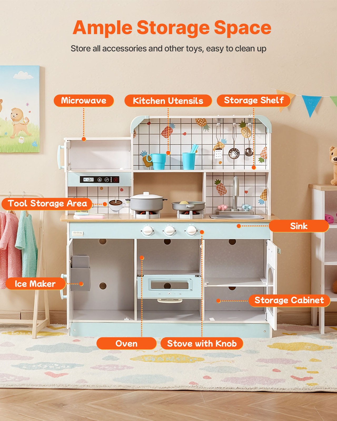 VEVOR Set Giocattolo di Simulazione da Cucina per Bambini 24 Pezzi Bianco foto 5