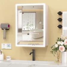 Dimmable LED Lighted Medicine Cabinet with Mirror Wall-mounted Bathroom Cabinet