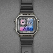 "Chromatic Night" - World Time Illuminator - Casio Royale AE-1200WH - Custom MOD