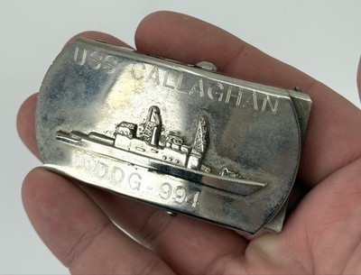 Vintage USS Callaghan DDG-994 Navy Ship Metal Belt Buckle Souvenir Japan