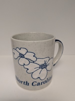 Vintage North Carolina APS Coffee Mug Cup State Flower Flowering Dogwood Grey