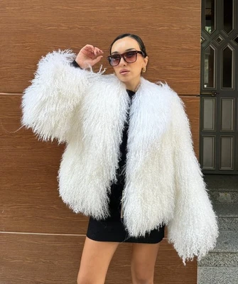 Schneewittchen Mongolenjacke - Tibetischer Pelz Damen Wintermantel Echtpelz - Bild 1 von 4