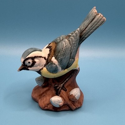 Decorative Porcelain Bird on Pussy Willow Base - Vintage Taiwan Sculpture