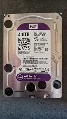 Western Digital WD Purple 24/7 WD40PURX 4TB HDD 50T Betriebsstunden Zustand GELB