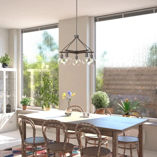 Vaxcel Lighting H0256 Avondale 5 Light 25"W Globe Chandelier - Satin Nickel / - Picture 5 of 11