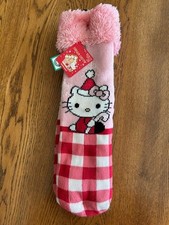 Hello Kitty Christmas Fuzz Sox Sherpa Slipper Sock Bottom Gripper Size 9-11
