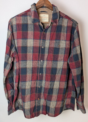 Wetterfestes Vintage Flanellhemd XL rot blau grau kariert