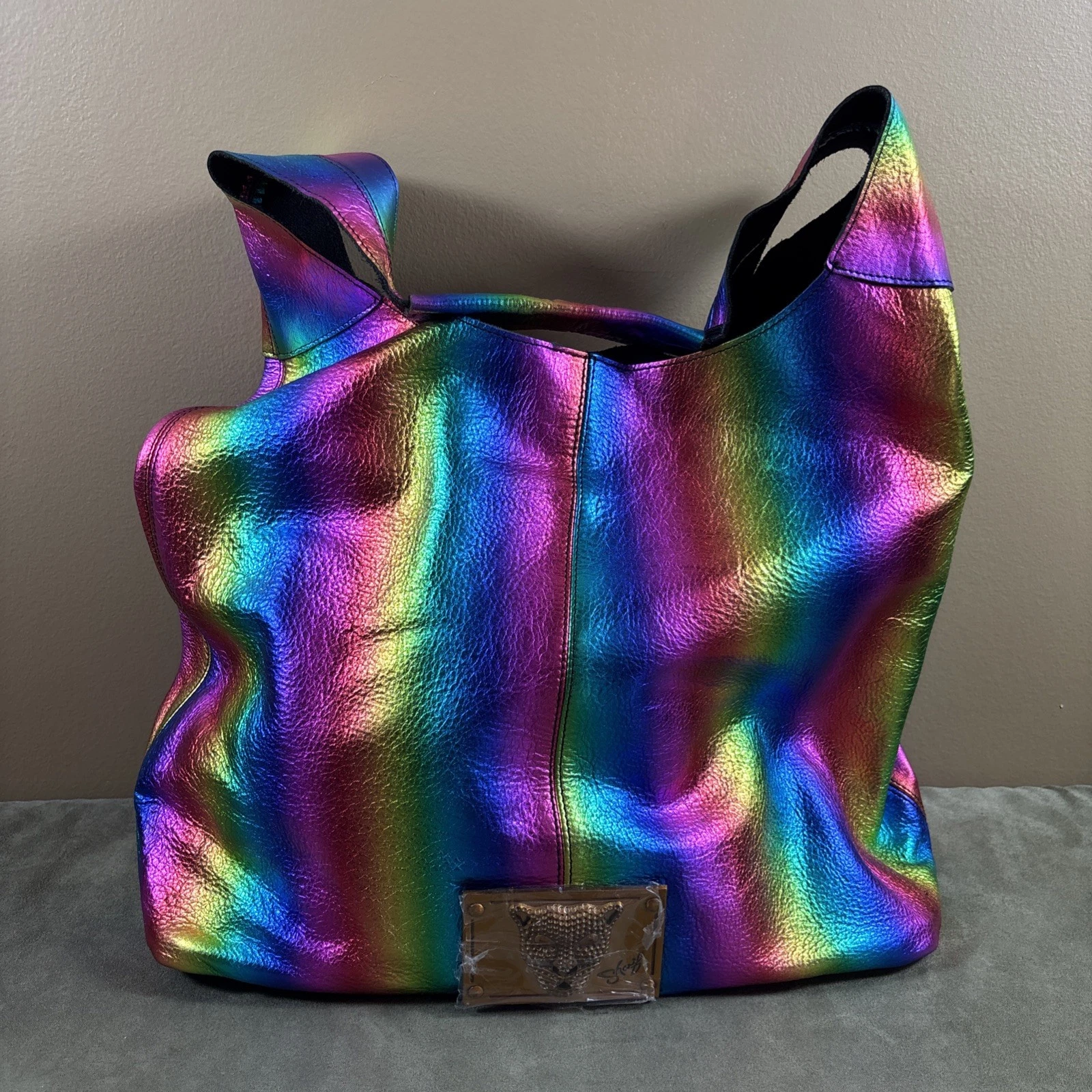 Sharif Leather Handbag Legacy Rainbow Pearlized Slouchy Hobo w/ Tag NO Wristlet