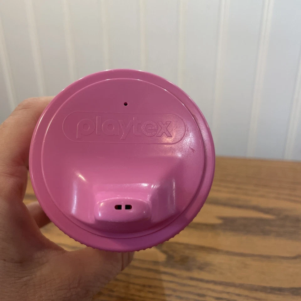 Taza para sorber vintage de plástico decorada rosa Playtex a prueba de derrames 6 oz EE. UU. Foto 4 de 4