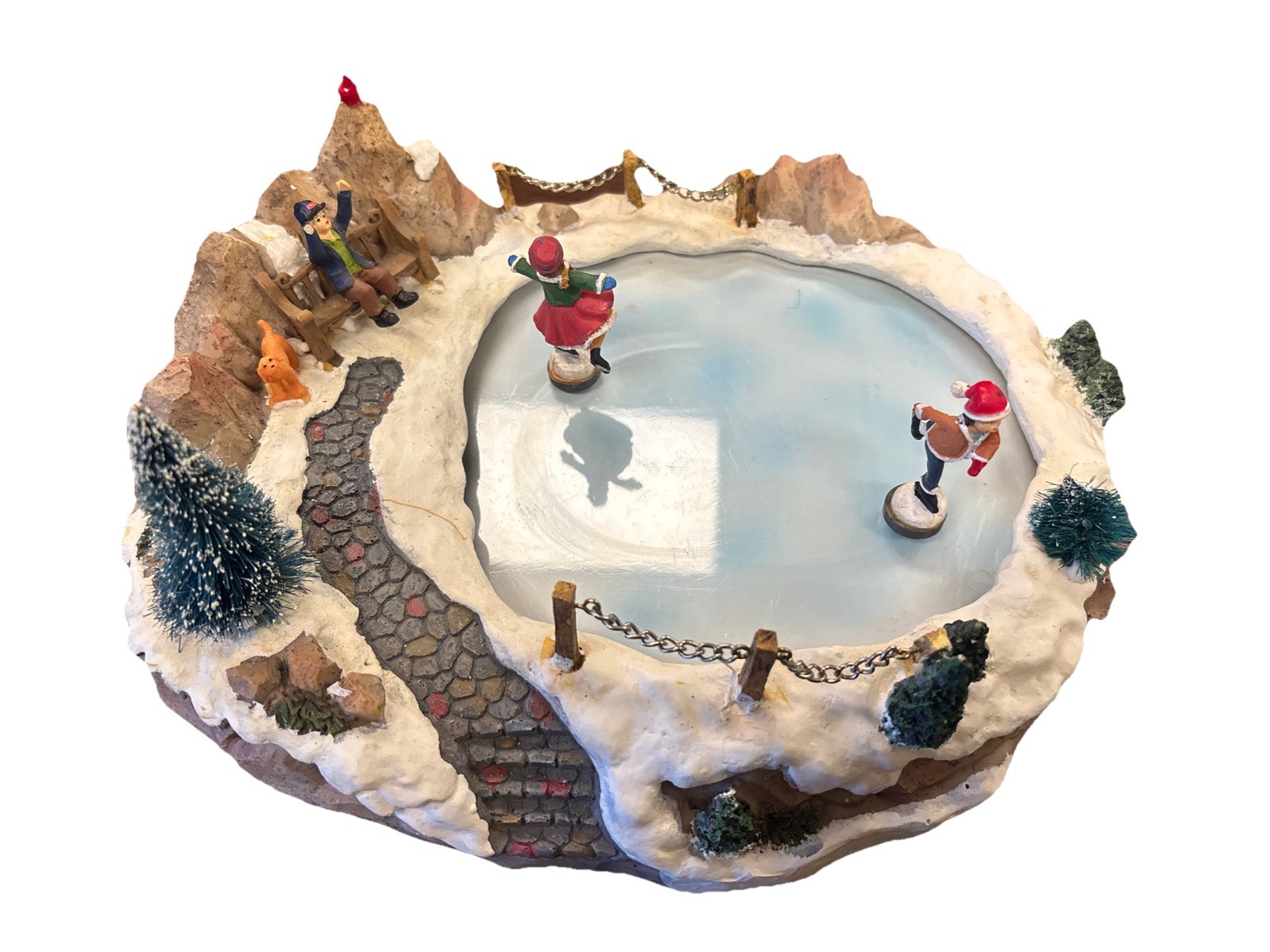 Rite-Aid Christmas Animated Skating Rink With Music and Spinning Skaters Working