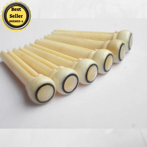 6 pcs (1 set) Real Bone Acoustic Guitar Bridge Pins High Quality................