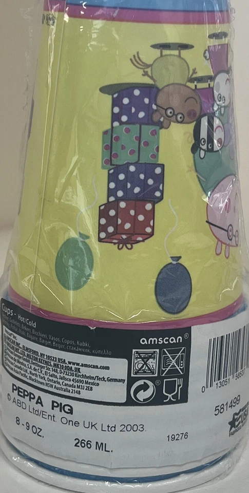 Tazas de papel Peppa Pig suministros de fiesta de cumpleaños 8 por paquete 9 oz nuevas Foto 2 de 2