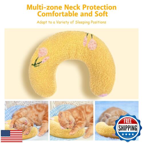 ucho Pillow for Cats, Ultra Soft Fluffy Pet Calming Toy Half Donut Cuddler, U - Picture 3 of 5