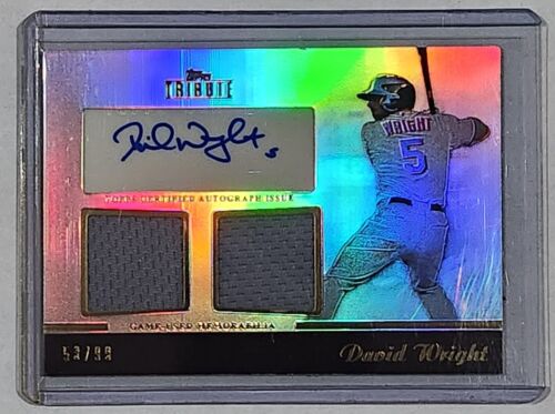 2011 Topps Tribute DAVID WRIGHT Dual Relics AUTOGRAPH #'d /99 Card #TADR-DW - Picture 3 of 6
