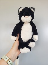 Jellycat Medium Bashful Tuxedo Cat - Black White Cat Medium - White Paws