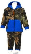 TrailCrest Kids Camouflage Camo Fleece Outfit Blue 3T Jacket Pants Pocket Coat