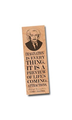 Albert Einstein Literary Wood Bookmark - Imagination Is Everything Quote