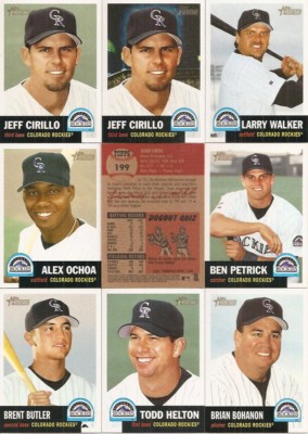 2002 Topps Heritage Colorado Rockies Complete Team Set w/ SP's + Night (19)