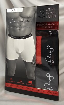 Sean John 3 Performance Stretch 2XL Boxer Briefs Black Red Dri-Fusion Tech Bigs