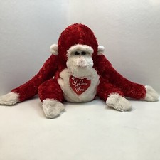 Dan Dee Collectors Choice Red Monkey Valentine s Day I LOVE YOU Stuffed Animal