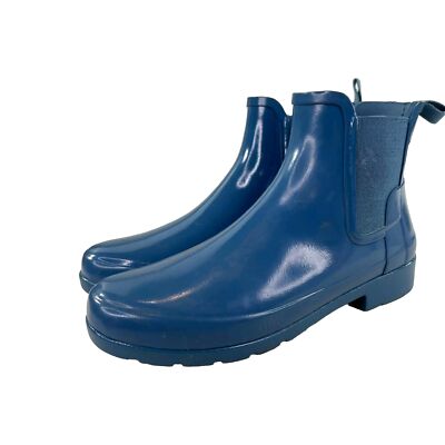 Hunter Women's Original Refined Chelsea Boot US 7 Blue Winter Rain Booties 