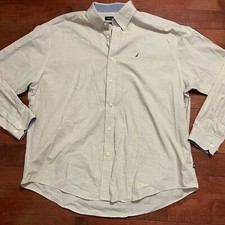 Nautica Beige Shepards Check Button Down Size 17 1/2