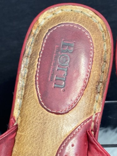Born Women's Red Slip-On Leather Knott Wedge Sandals - Picture 4 of 13