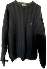 NEW Vtg CHAPS Ralph Lauren COTTON Knit NAVY BLUE Pullover SWEATER Crest sz XL